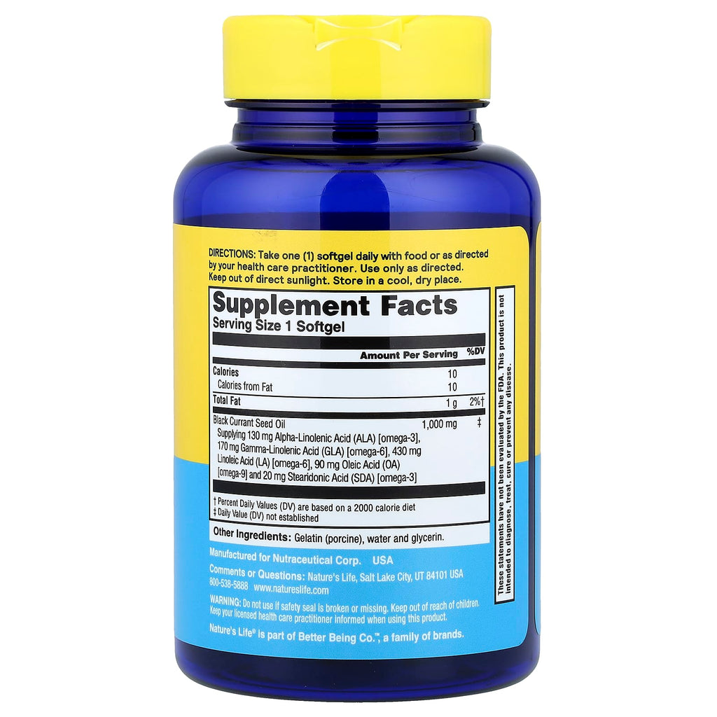 Nature's Life, Black Currant Oil, 1,000 mg, 60 Softgels