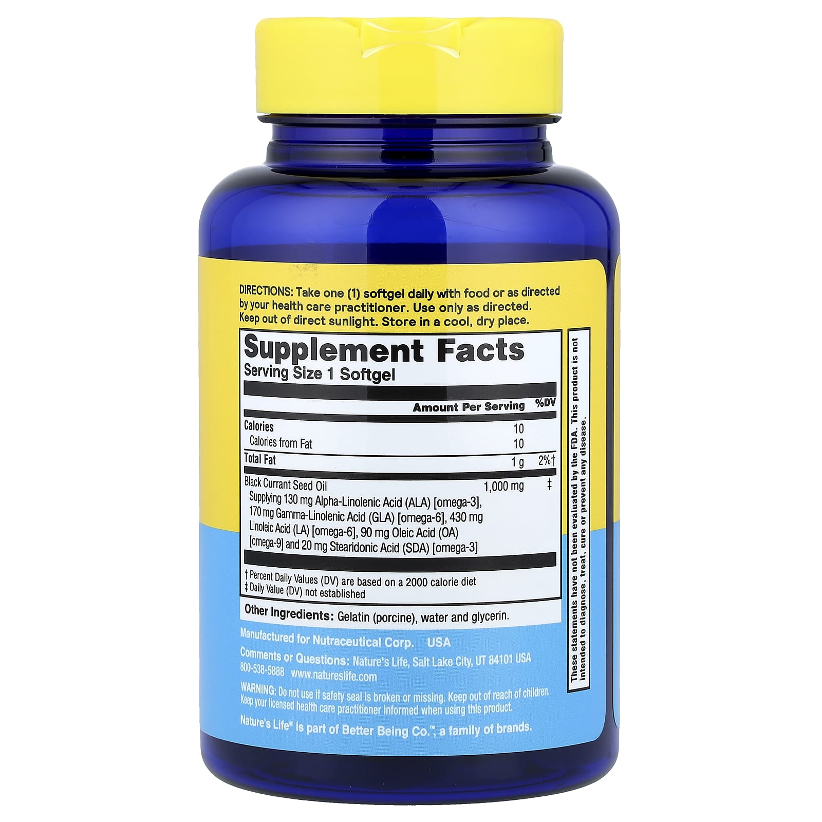 Nature's Life, Black Currant Oil, 1,000 mg, 60 Softgels