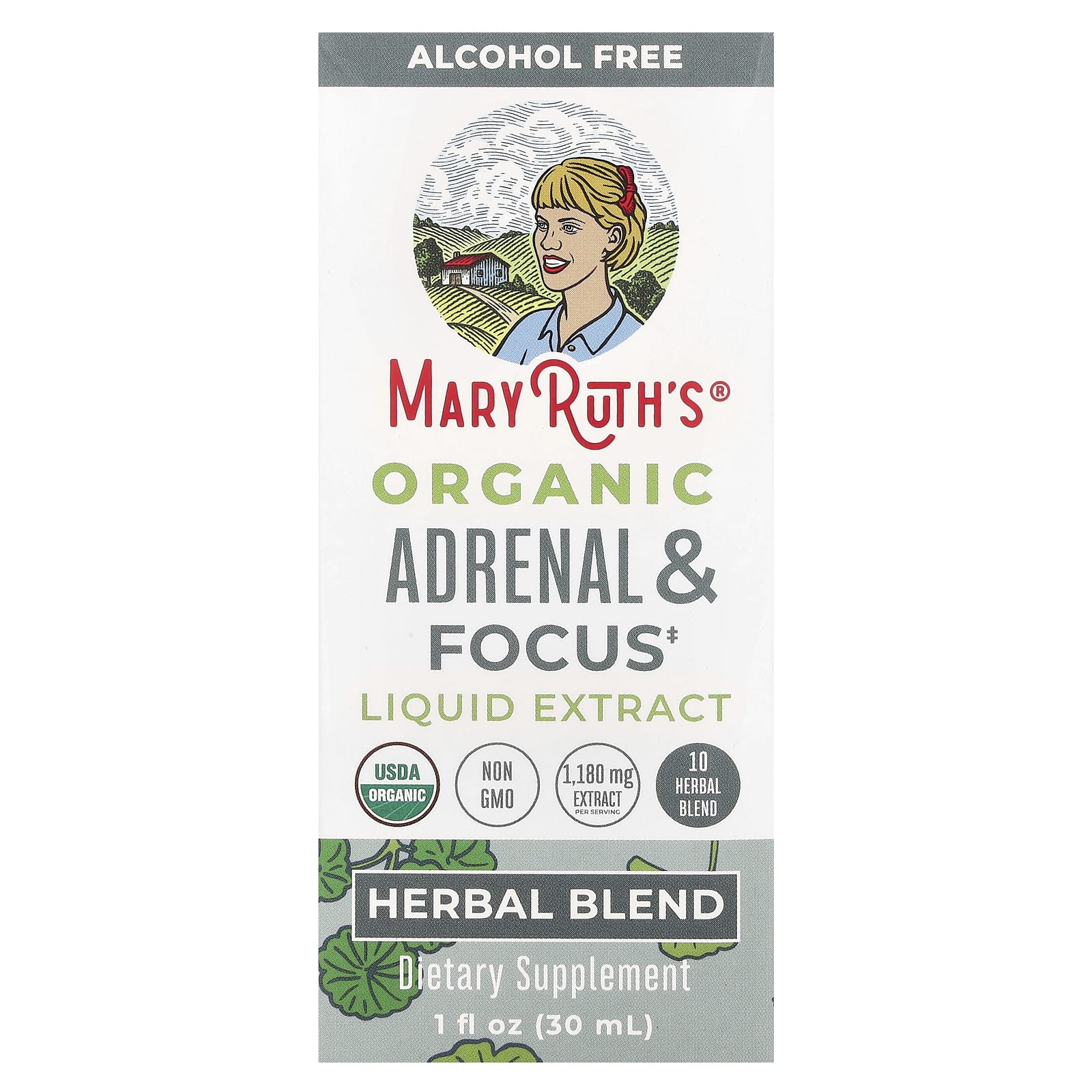 MaryRuth's, Organic, Adrenal & Focus Liquid Extract, Alcohol Free , 1 fl oz (30 ml)