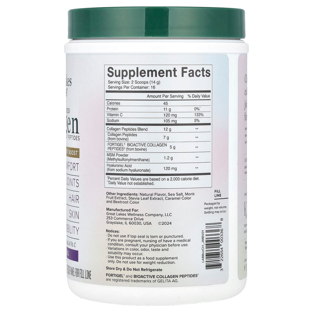 Great Lakes Wellness, Advanced Collagen Peptides, Classic Caramel, 8 oz (227 g)