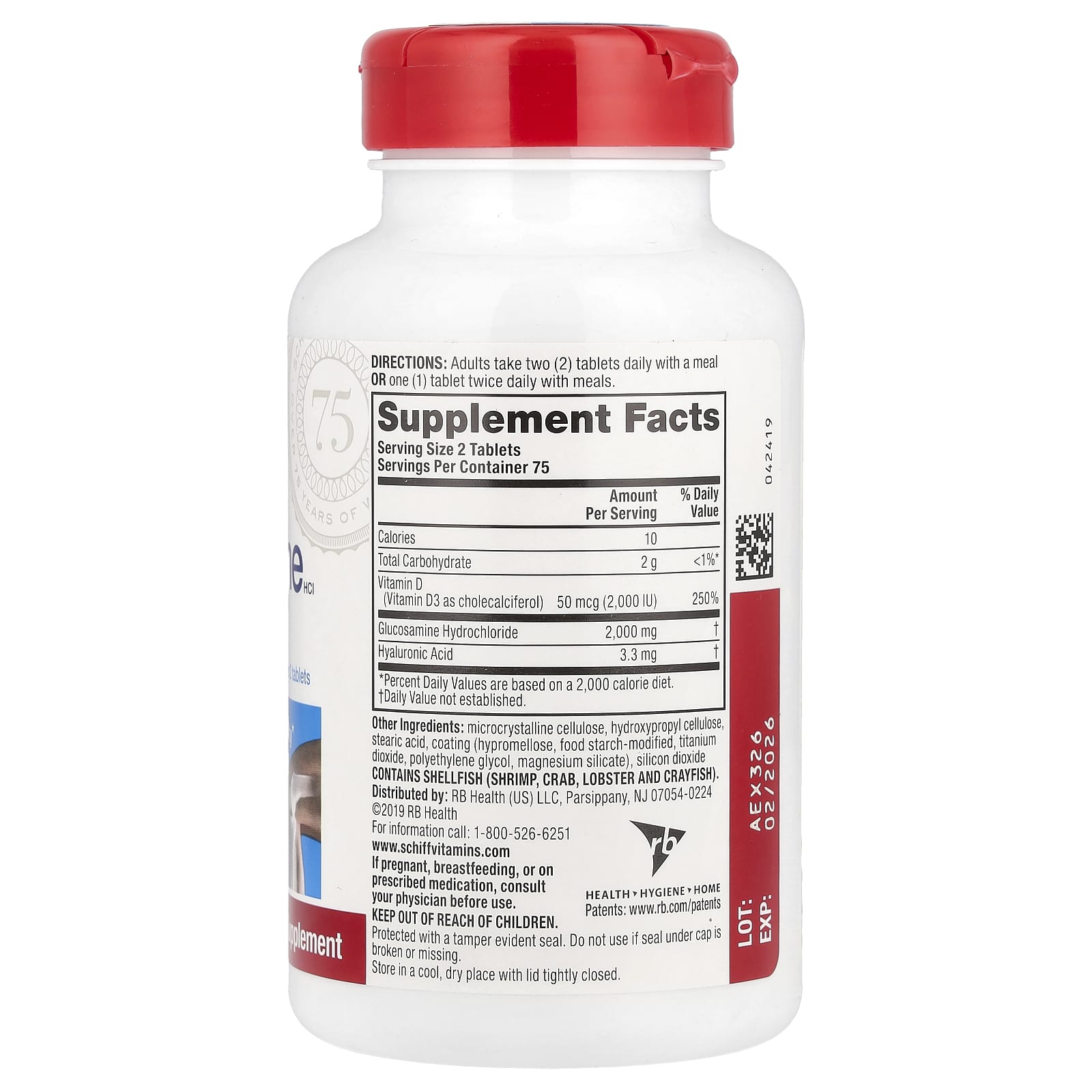 Schiff, Glucosamine HCl Plus Vitamin D3, 150 Coated Tablets