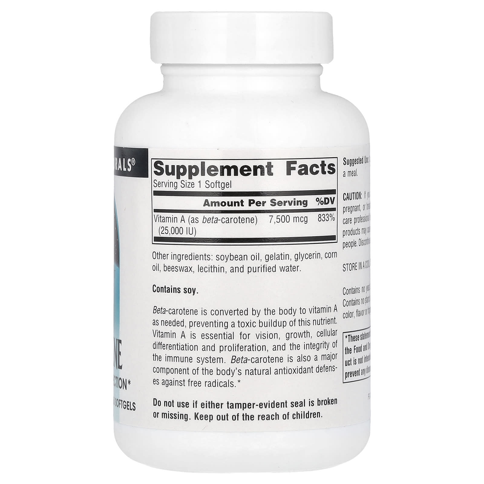 Source Naturals, Beta Carotene, 7,500 mcg (25,000 IU), 250 Softgels