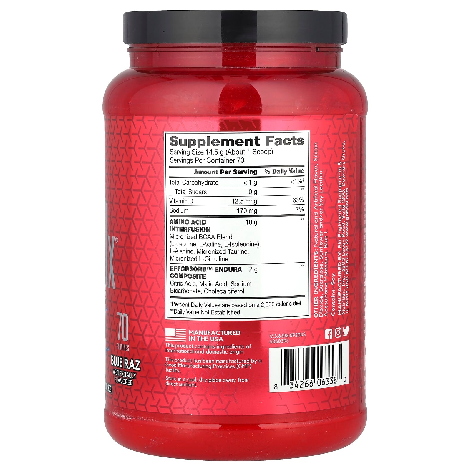 BSN, AminoX®, Endurance & Recovery, Blue Raz, 2.24 lb (1.02 kg)
