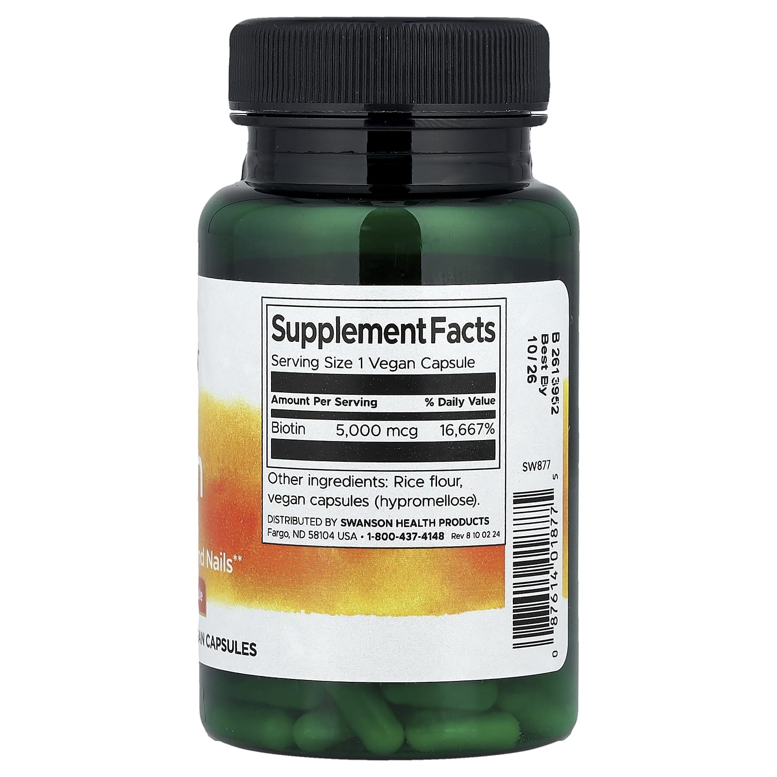 Swanson, Biotin, 5,000 mcg, 100 Vegan Capsules