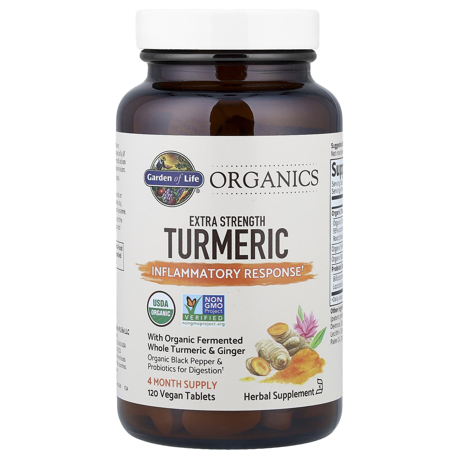 Garden of Life, Organics, Turmeric, Inflammatory Response, 120 Vegan Tablets
