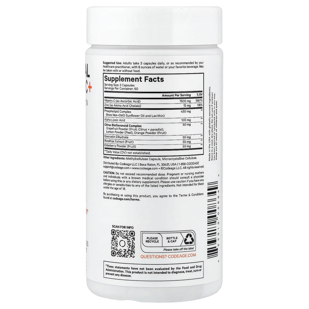 Codeage, Liposomal Vitamin C+, 180 Vegetable Capsules