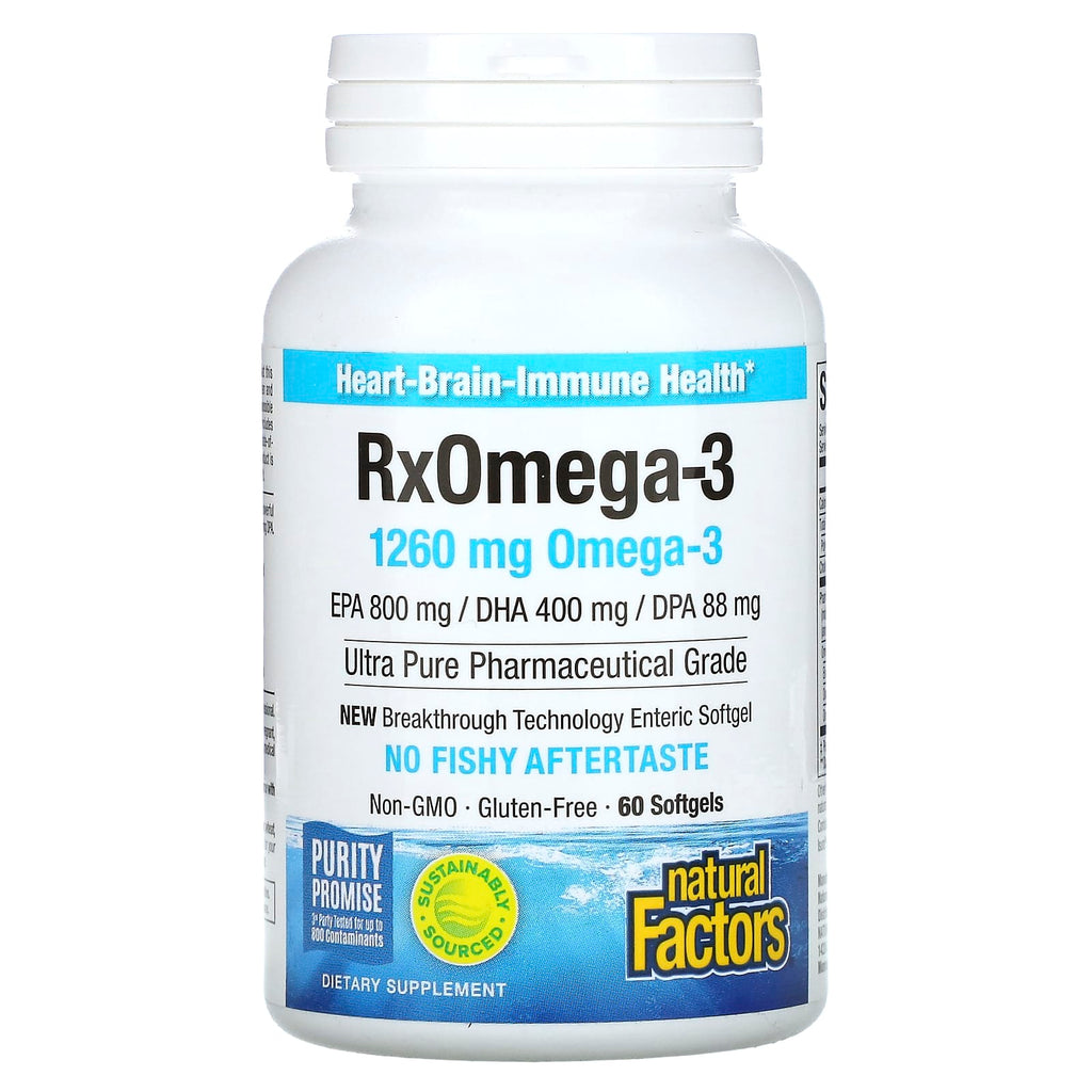 Natural Factors, RxOmega-3, 60 Softgels (630 mg per Softgel)