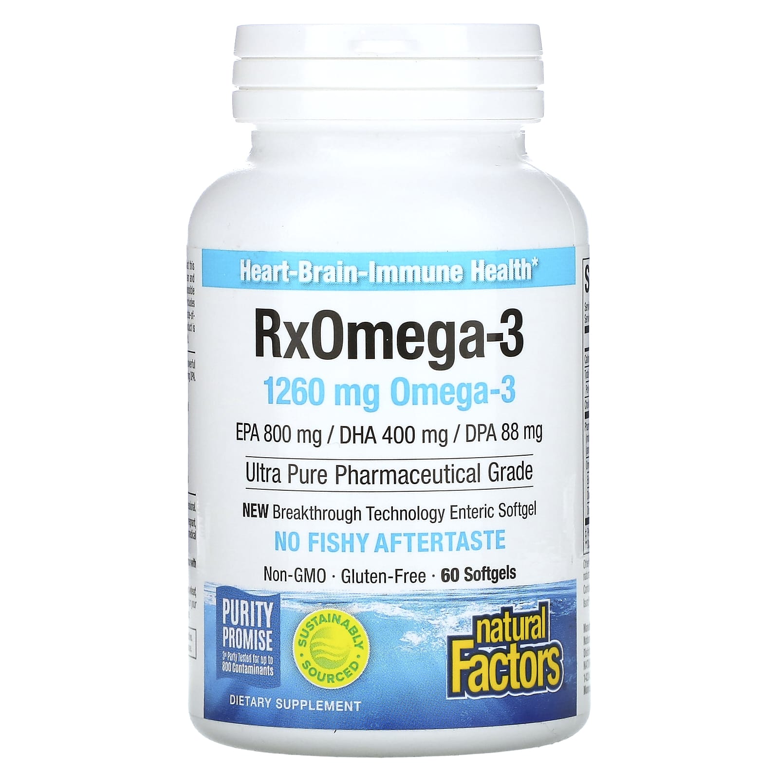 Natural Factors, RxOmega-3, 60 Softgels (630 mg per Softgel)