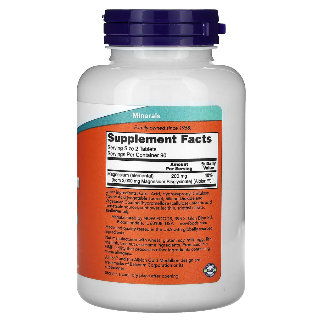 NOW Foods, Magnesium Glycinate, 180 Tablets (100 mg per Tablet)