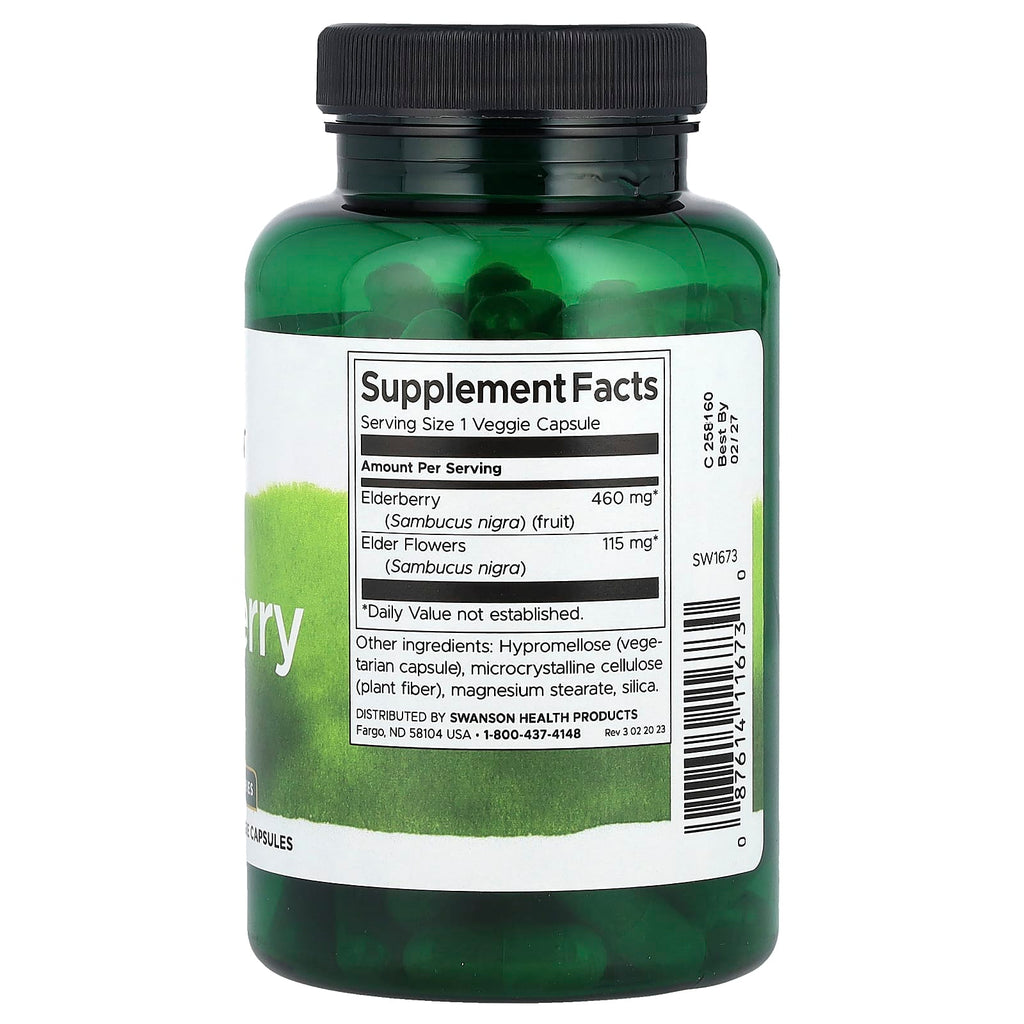 Swanson, Elderberry, 120 Veggies Capsules