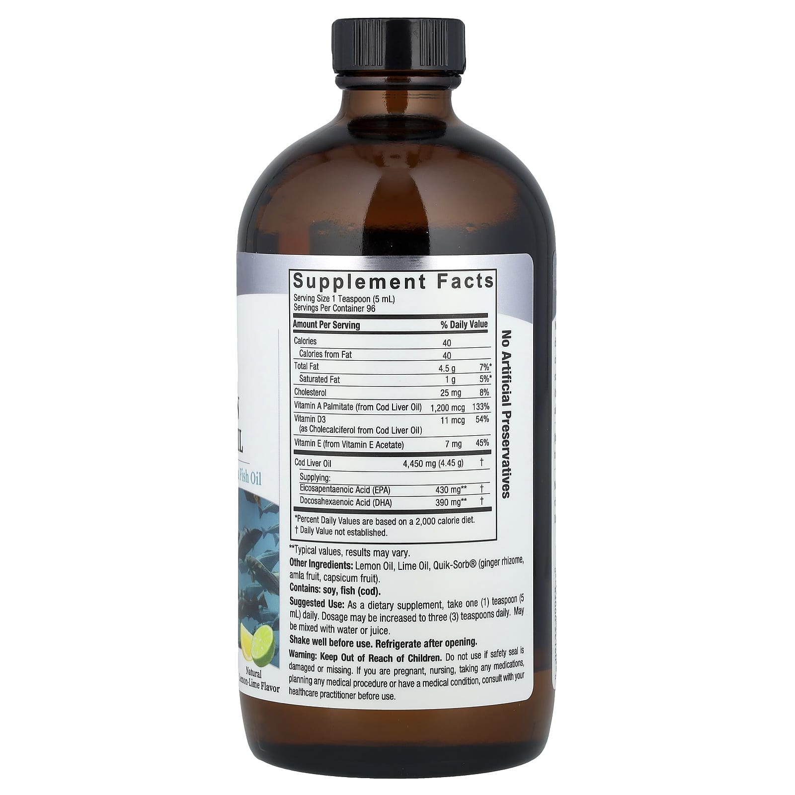 Nature's Answer, Liquid Norwegian Cod Liver Oil, Natural Lemon-Lime, 16 fl oz (480 ml)