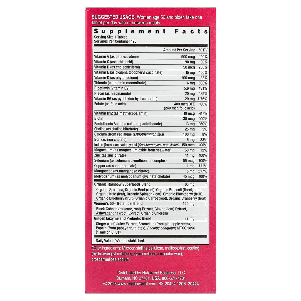Rainbow Light, Women's One™ 50+ Daily Multivitamin, High Potency, 120 Vegetarian Tablets
