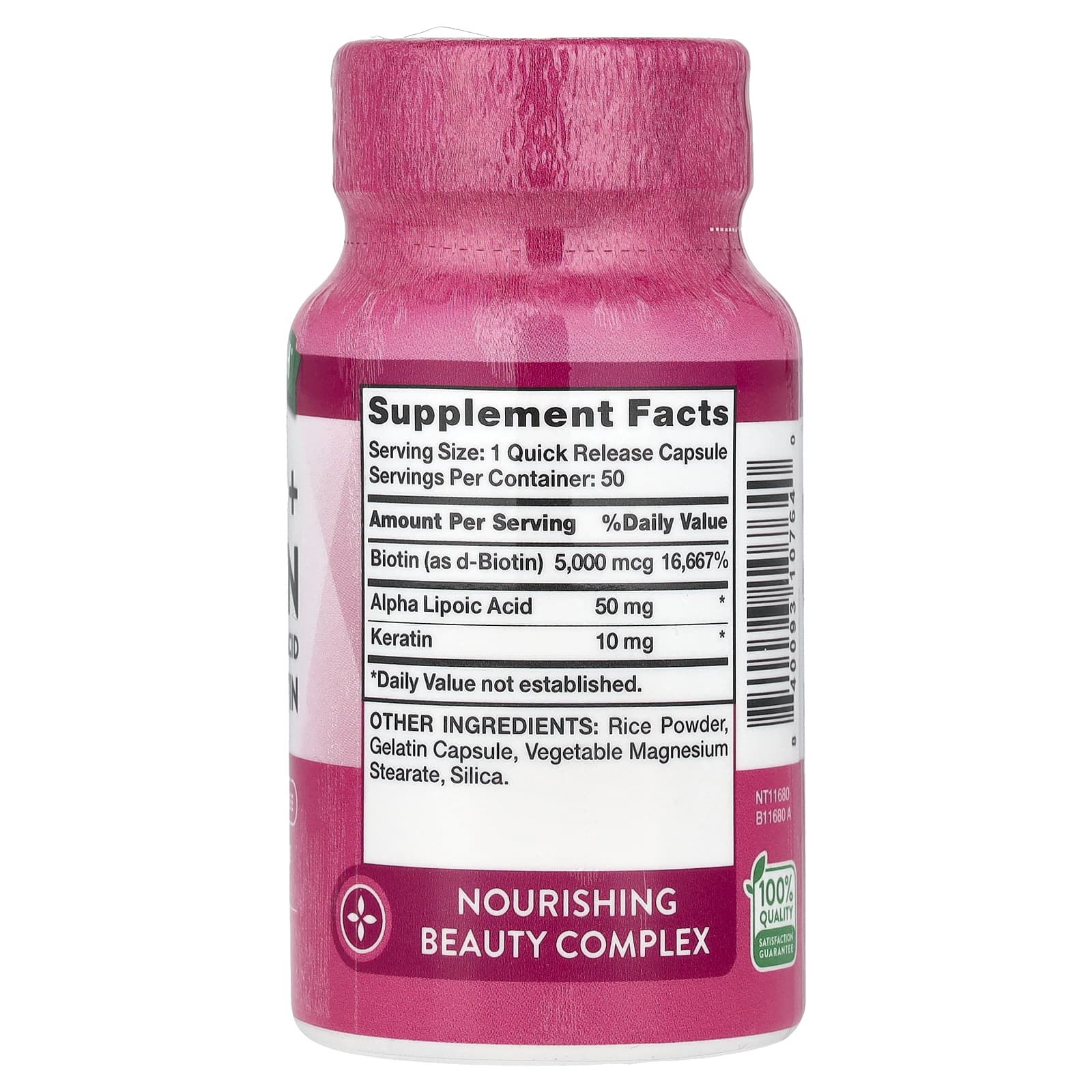 Nature's Truth, Biotin + Keratin with Alpha Lipoic Acid, 50 Quick Release Capsules