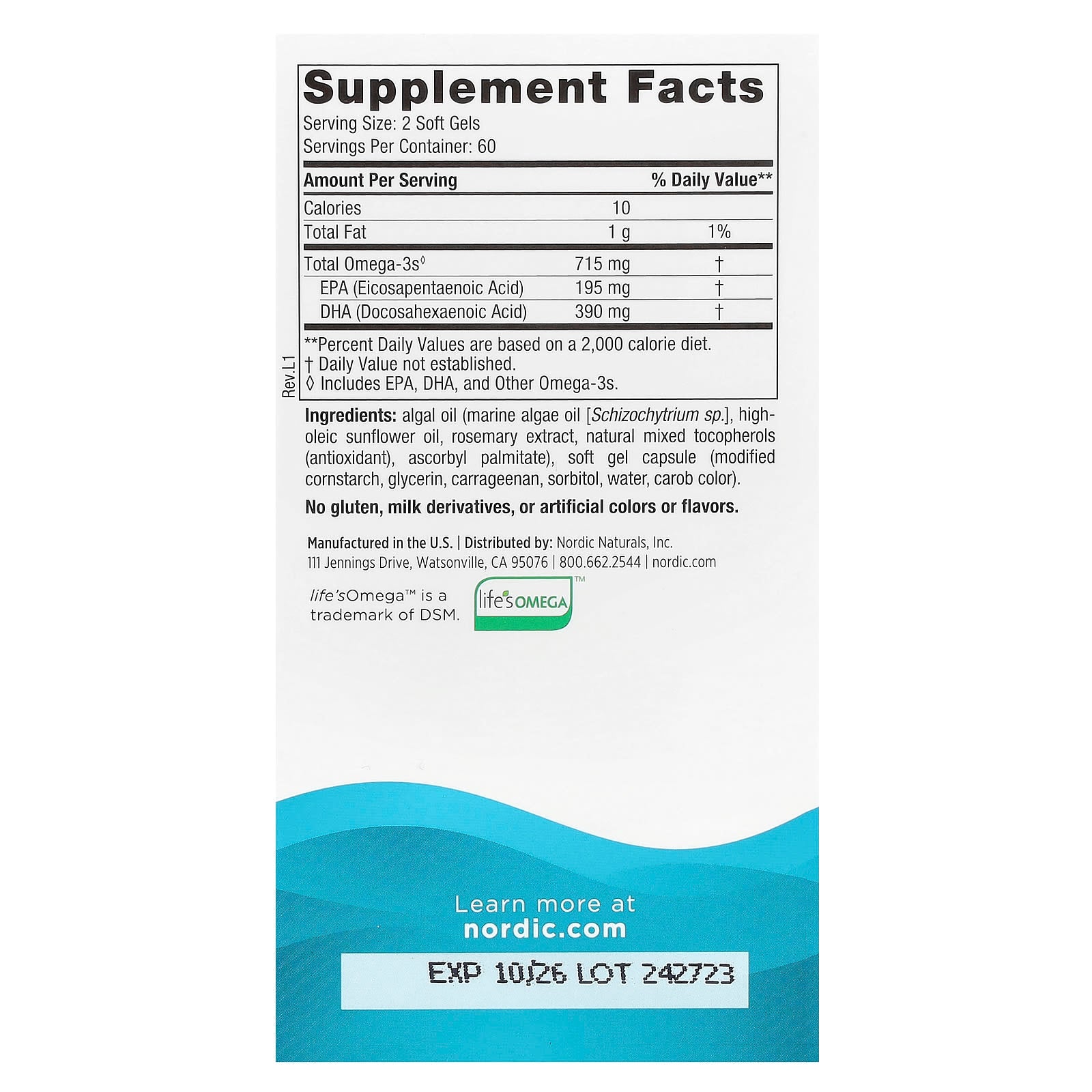 Nordic Naturals, Algae Omega, 120 Soft Gels (357.5 mg per Softgel)