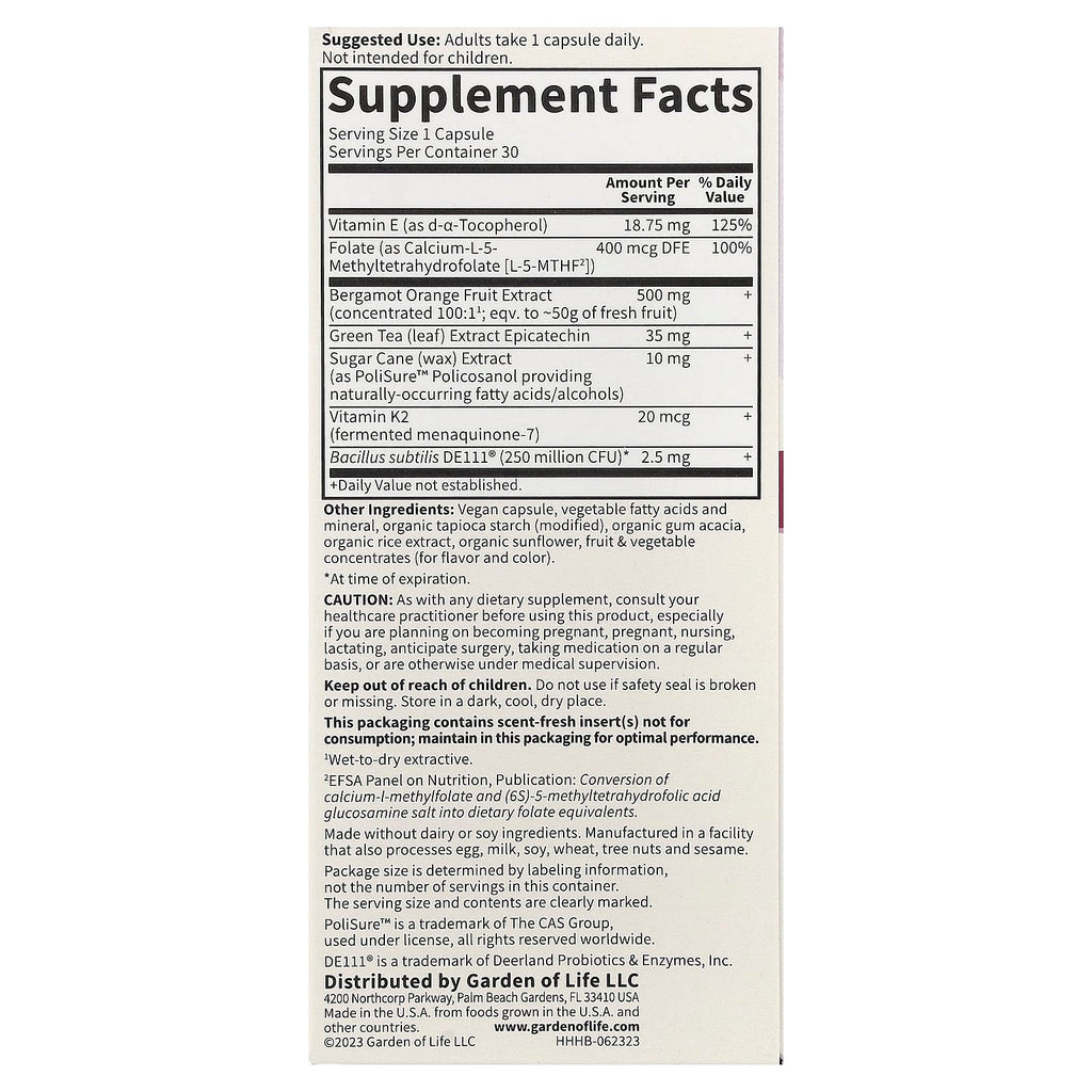 Garden of Life, Herbals, Heart Health, Sweet Citrus, 30 Vegan Capsules