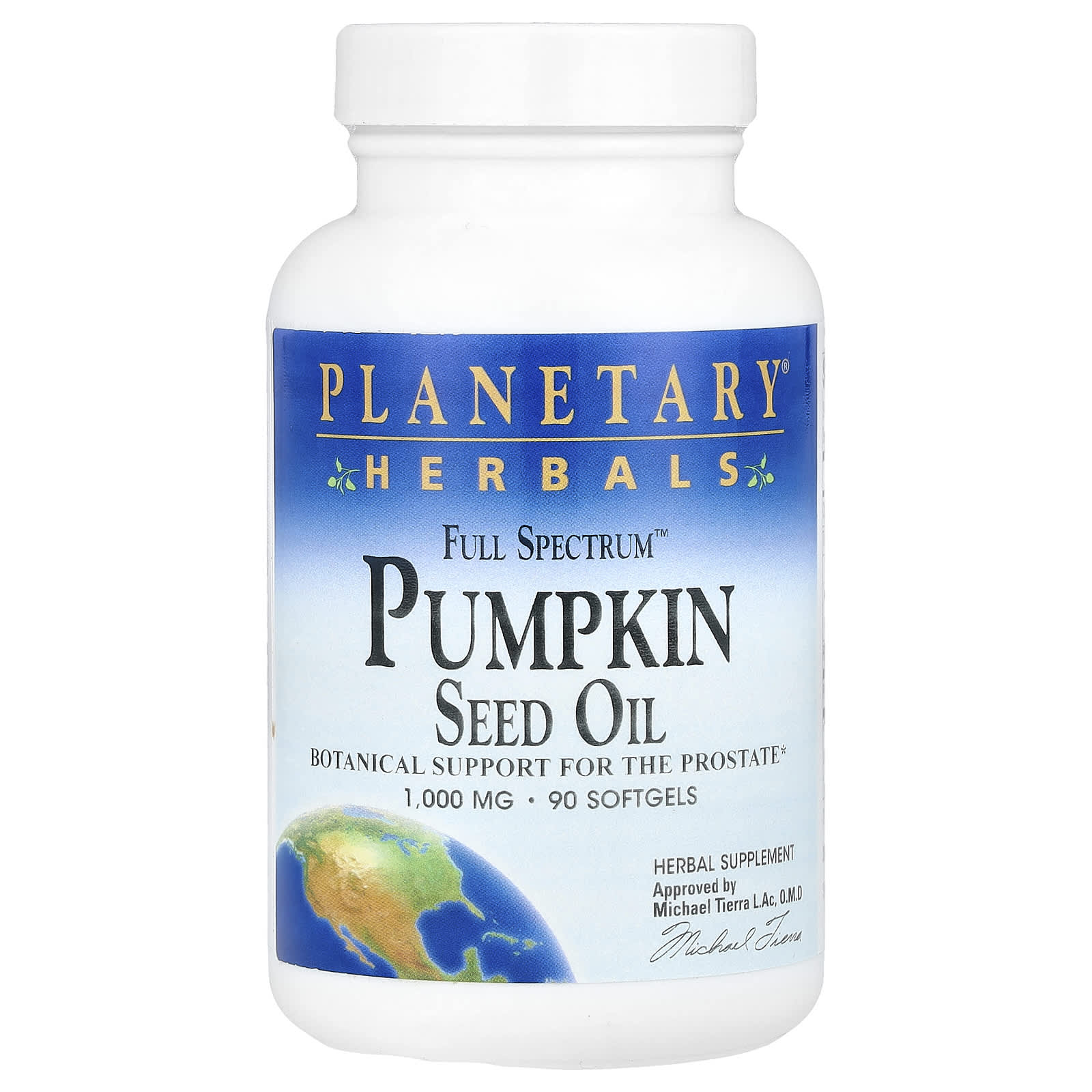 Planetary Herbals, Full Spectrum™ Pumpkin Seed Oil, 90 Softgels (500 mg per Softgel)