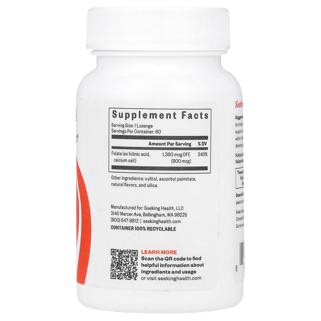 Seeking Health, Folinic Acid , 800 mcg, 60 Lozenges