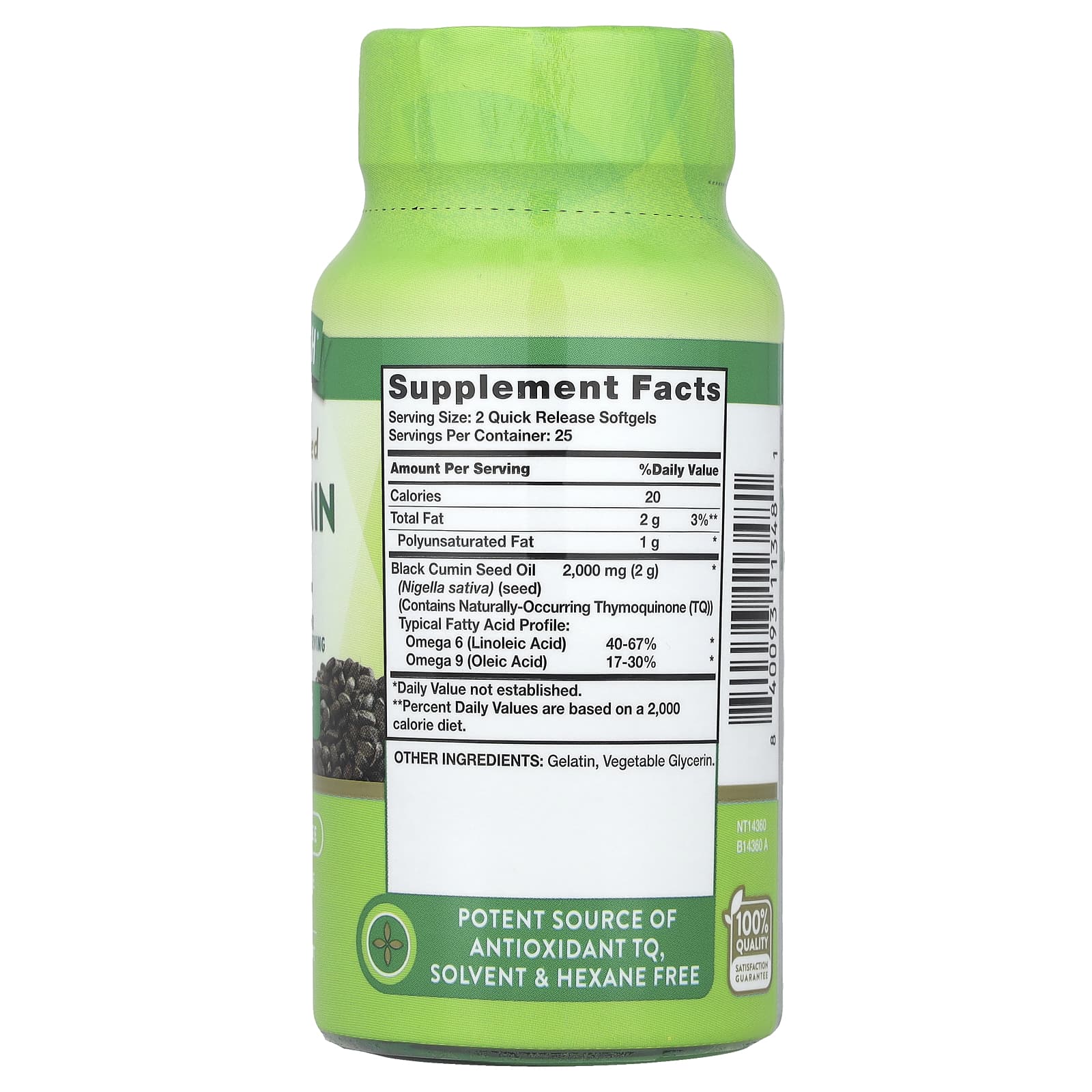 Nature's Truth, Black Cumin Seed Oil, 50 Quick Release Softgels (1,000 mg per Softgel)