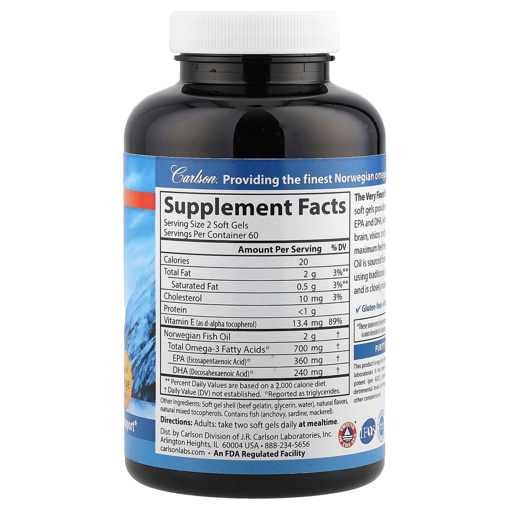 Carlson, The Very Finest Fish Oil, Natural Orange, 120 Soft Gels