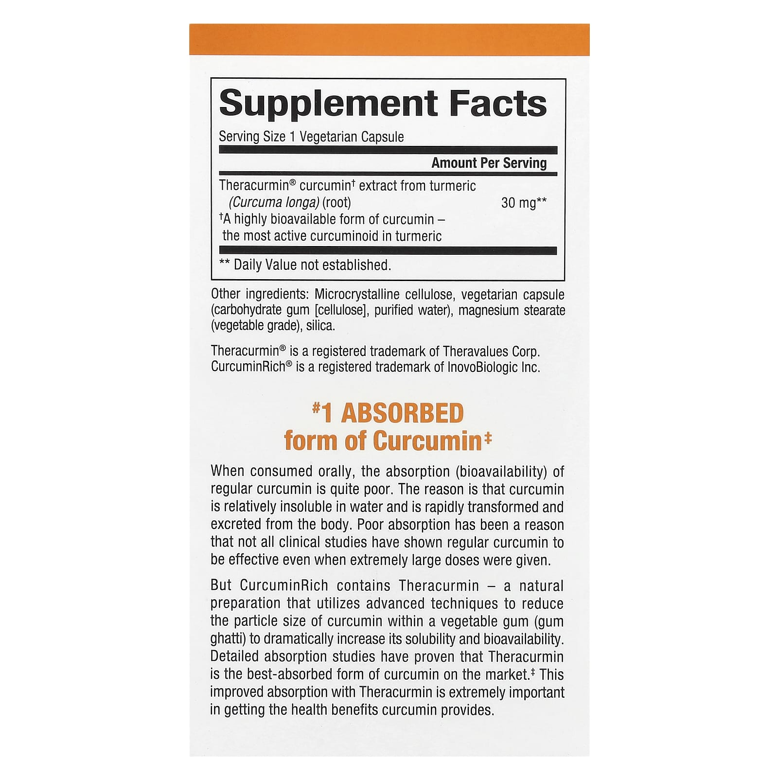 Natural Factors, CurcuminRich, Theracurmin, 30 mg, 120 Vegetarian Capsules