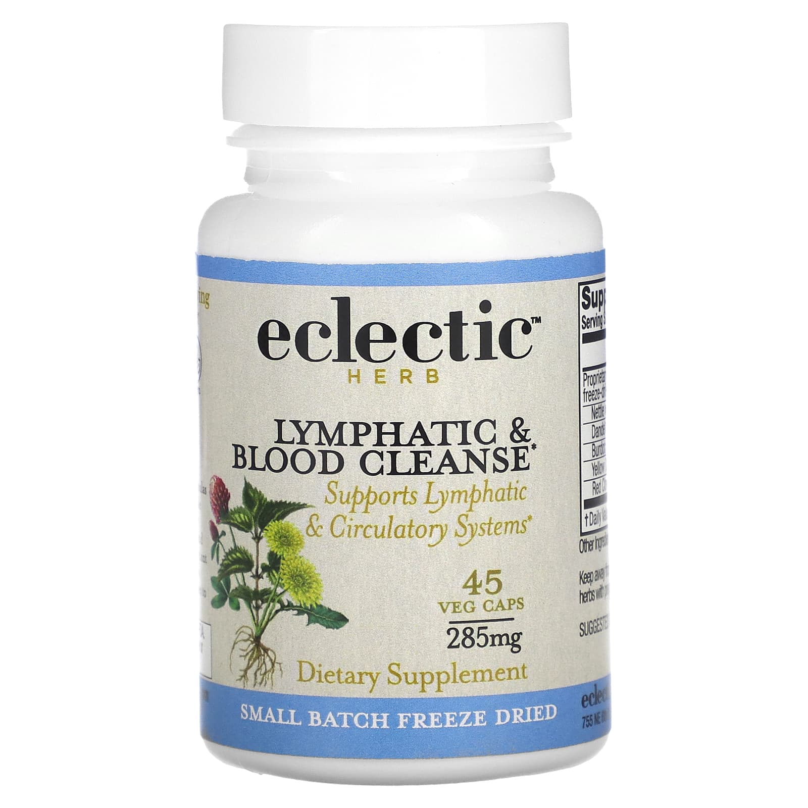 Eclectic Herb, Freeze Dried, Lymphatic & Blood Cleanse, 285 mg, 45 Veg Caps