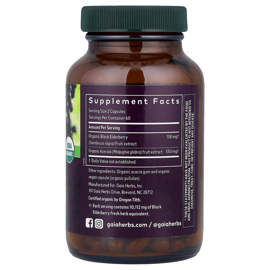 Gaia Herbs, Black Elderberry , 120 Vegan Capsules