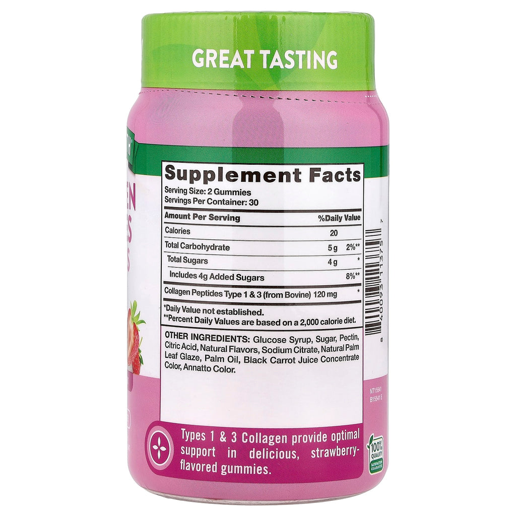 Nature's Truth, Collagen Peptides Gummies, Type 1 + 3, Delicious Strawberry, 60 Gummies