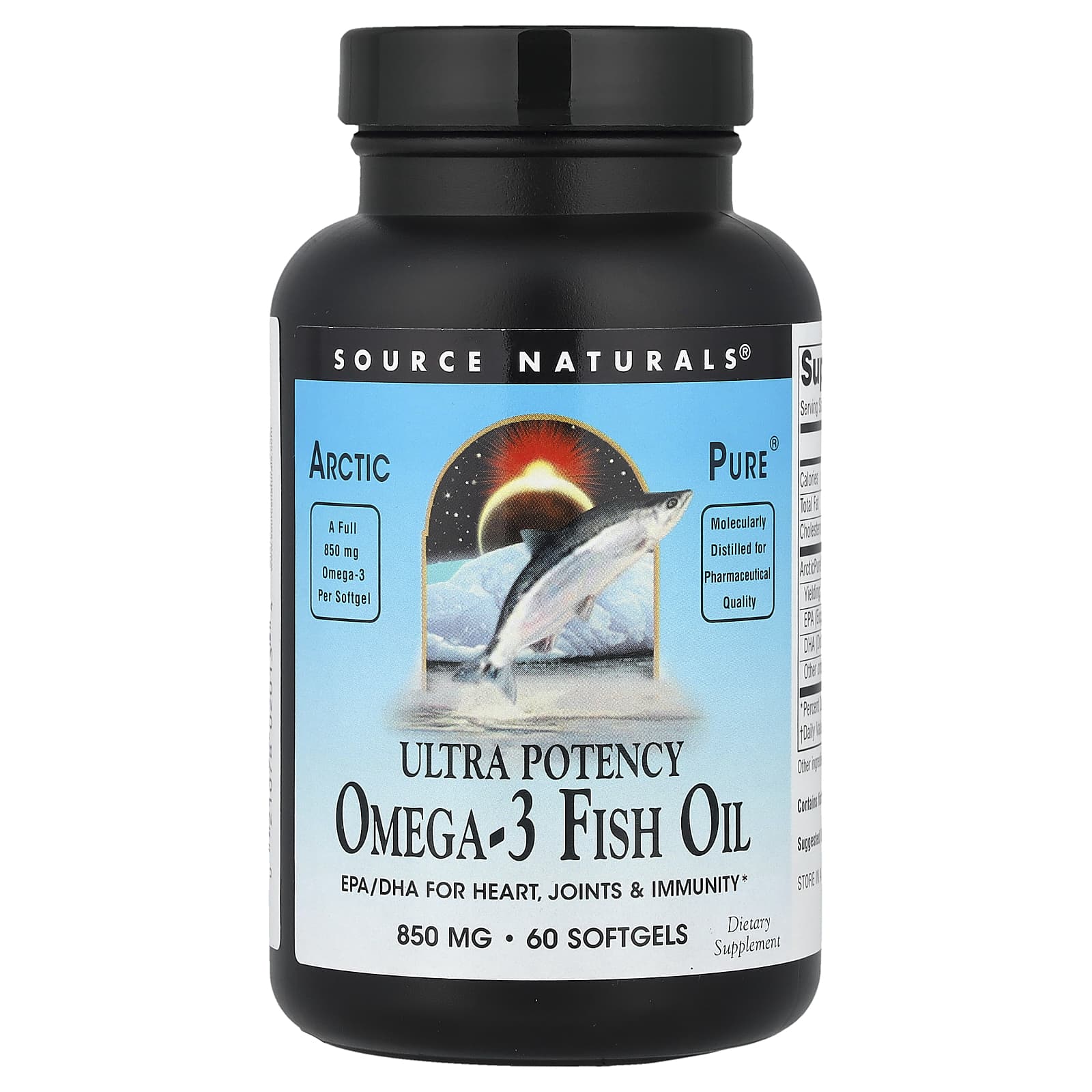 Source Naturals, Arctic Pure®, Ultra Potency Omega-3 Fish Oil, 850 mg, 60 Softgels