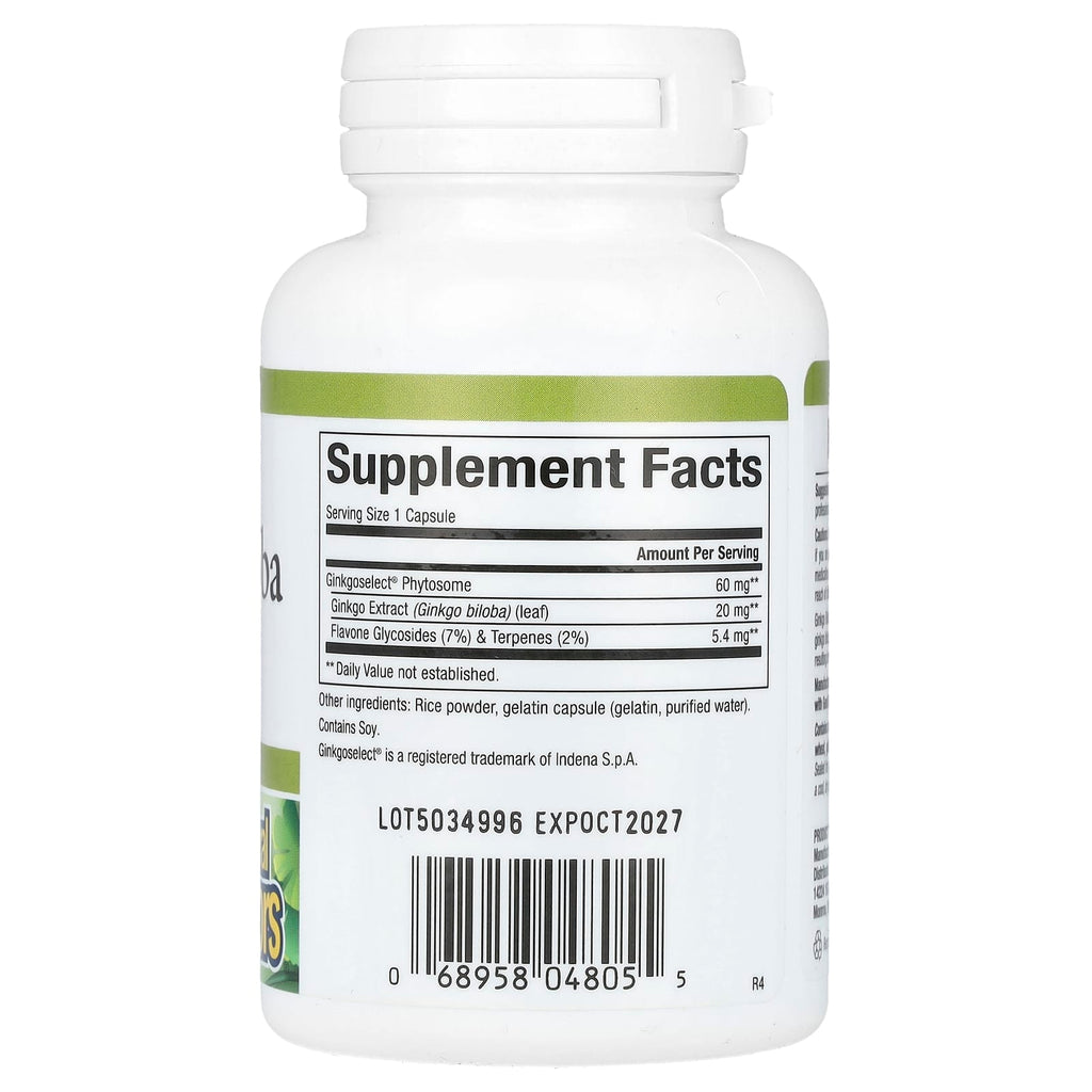 Natural Factors, Ginkgo Biloba, Phytosome, 60 mg, 60 Capsules