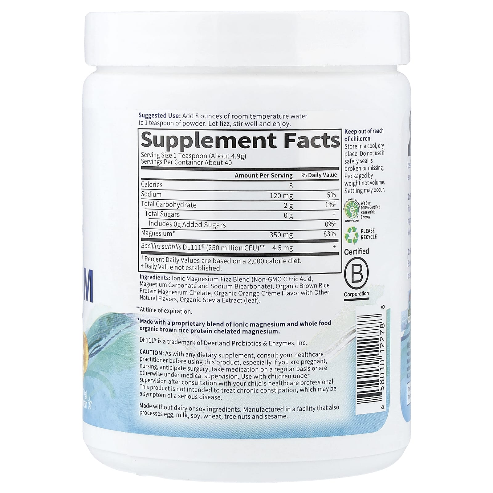Garden of Life, Dr. Formulated, Whole Food Magnesium, Orange, 7 oz (197.4 g)