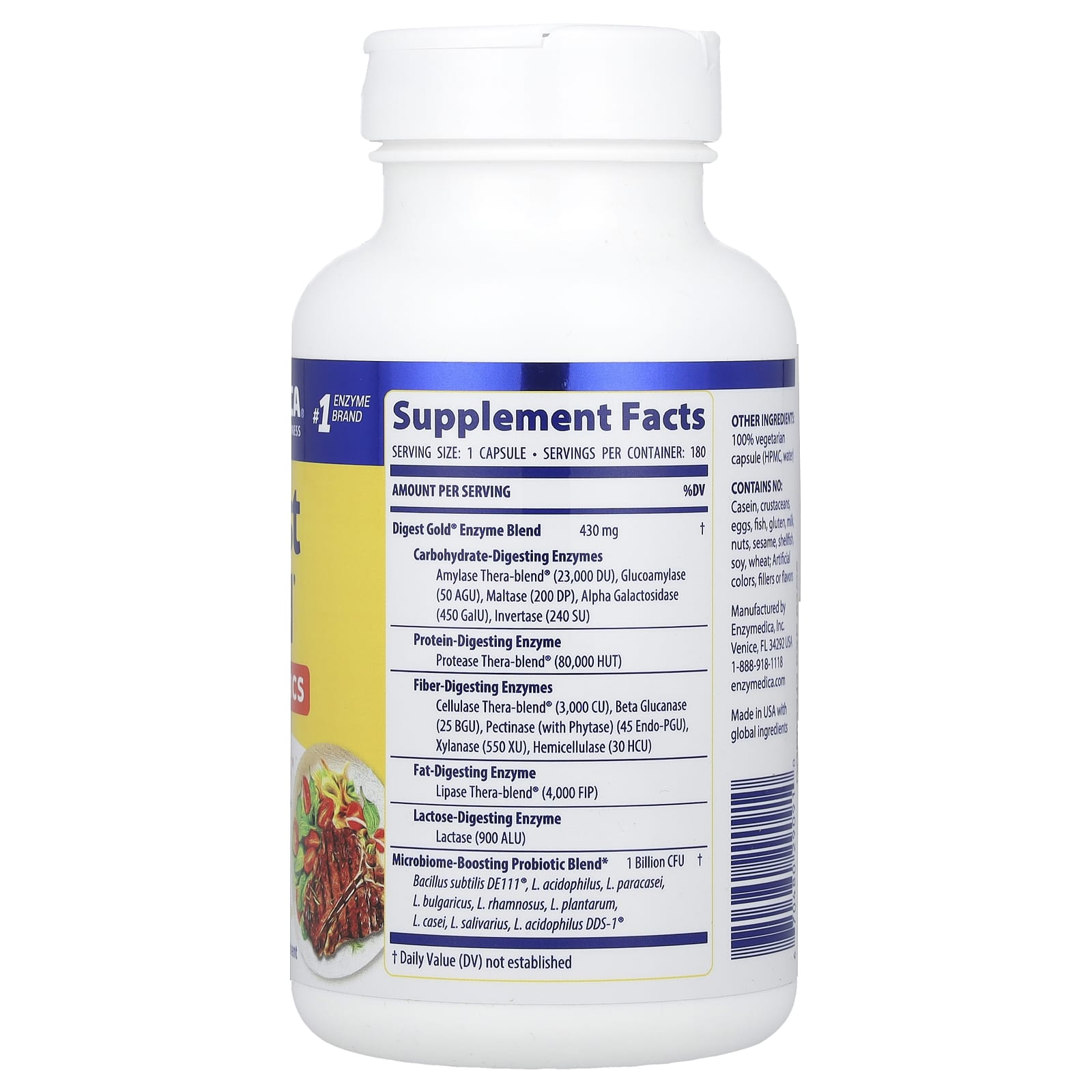 Enzymedica, Digest Gold® + Probiotics, 180 Capsules