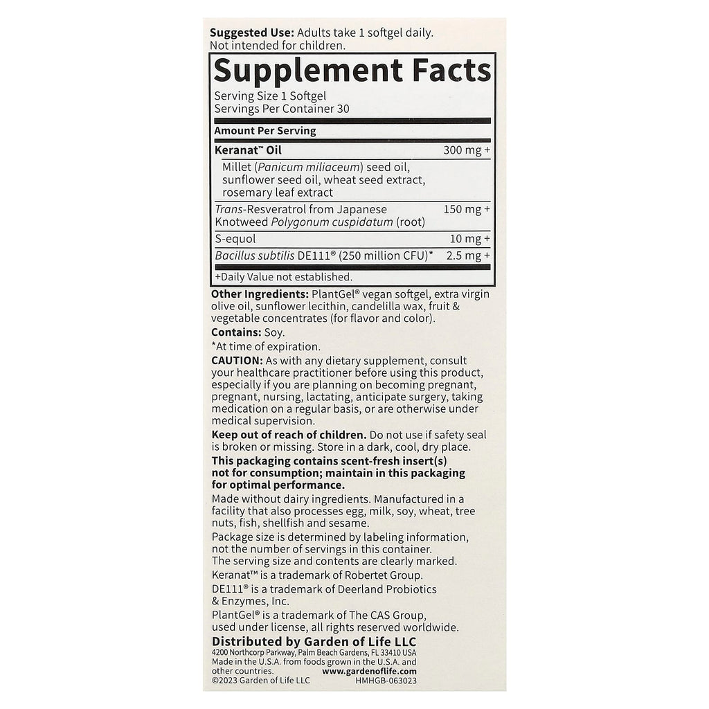 Garden of Life, Herbals, Menopause + Hair Growth, Berry, 30 Vegan Softgels