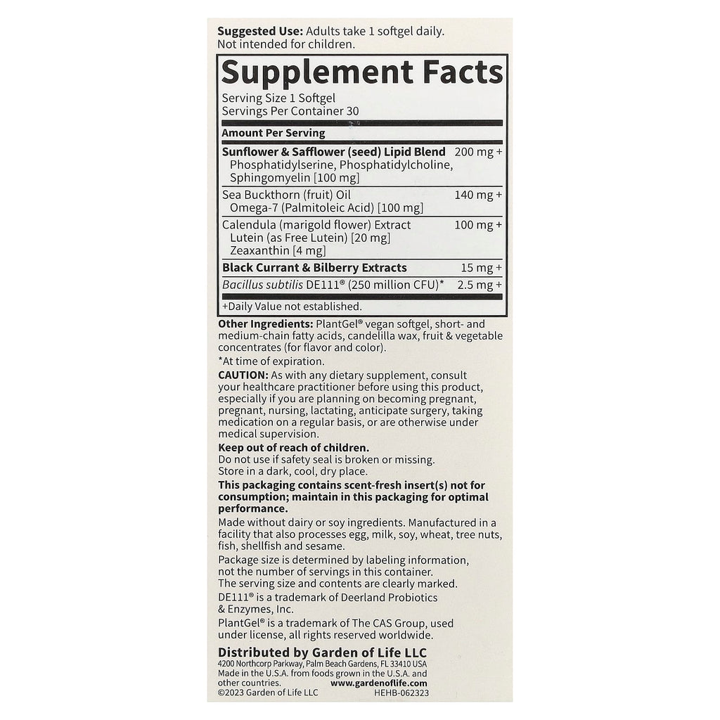 Garden of Life, Herbals, Eye Health, Berry, 30 Vegan Softgels