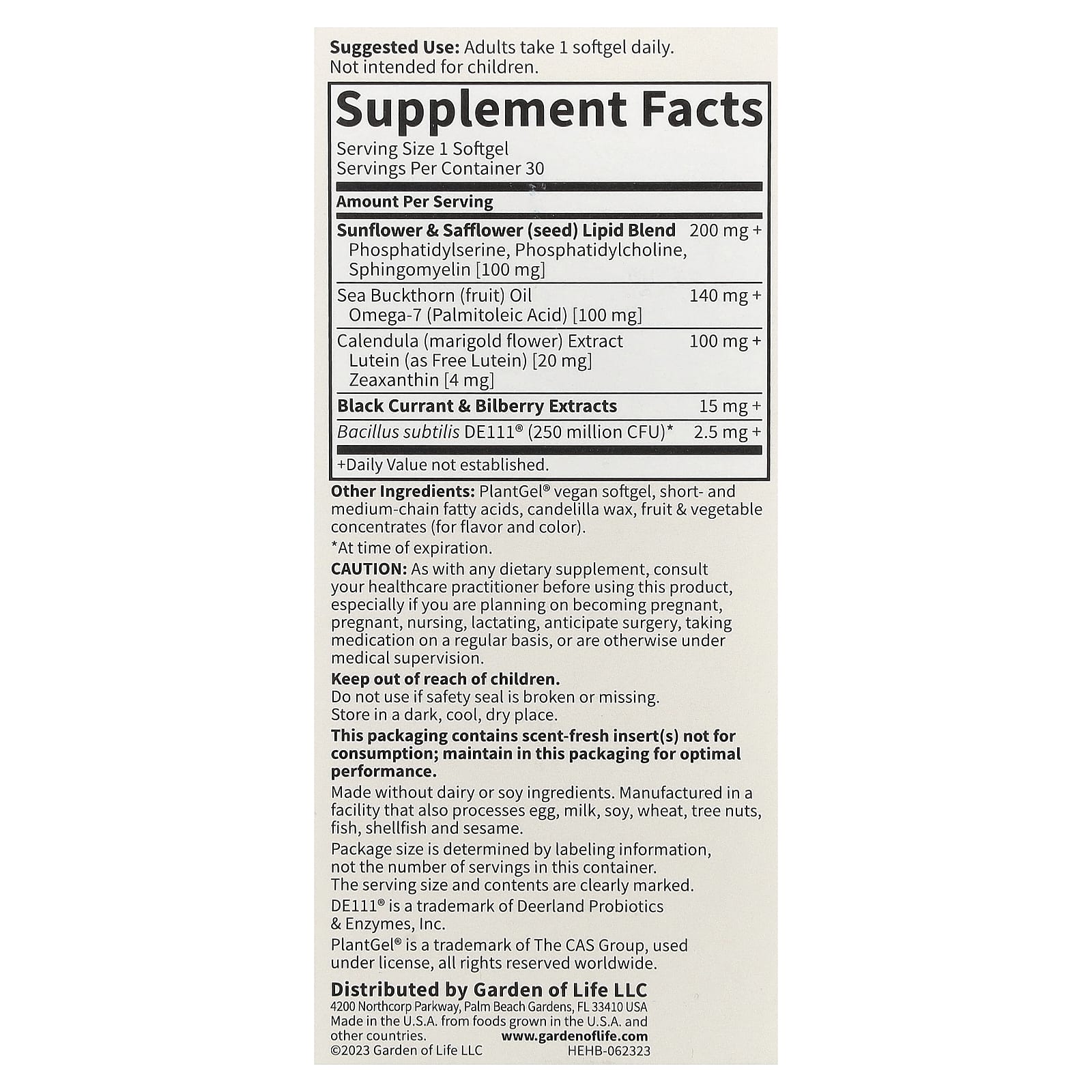 Garden of Life, Herbals, Eye Health, Berry, 30 Vegan Softgels