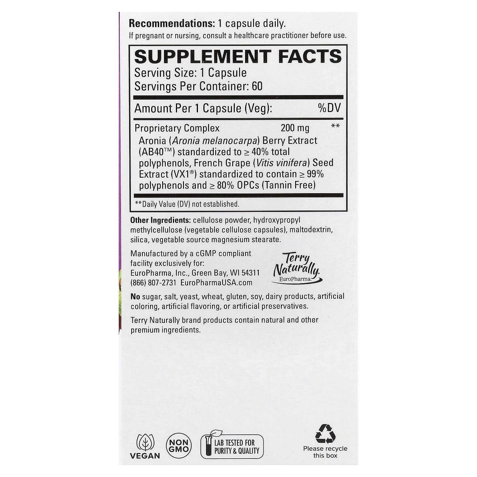 Terry Naturally, Aronia Berry Complex™, 60 Capsules