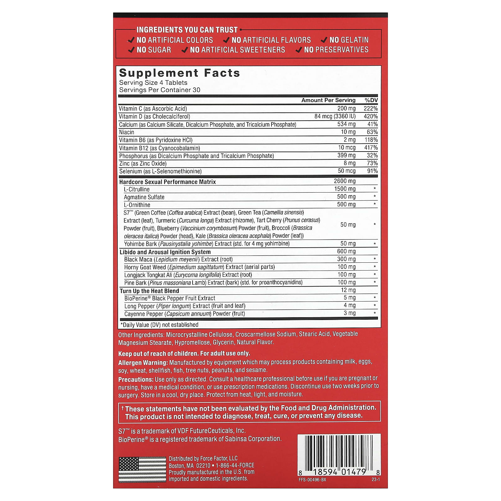Force Factor, SCORE! Hardcore®, Performance and Libido Intensifier, 120 Tablets