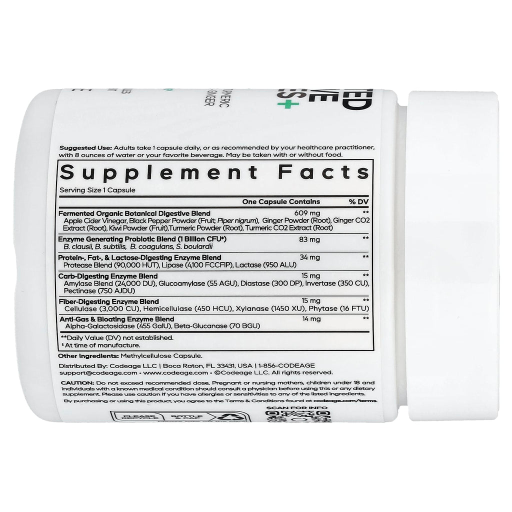 Codeage, Fermented Digestive Enzymes+, 90 Vegetable Capsules