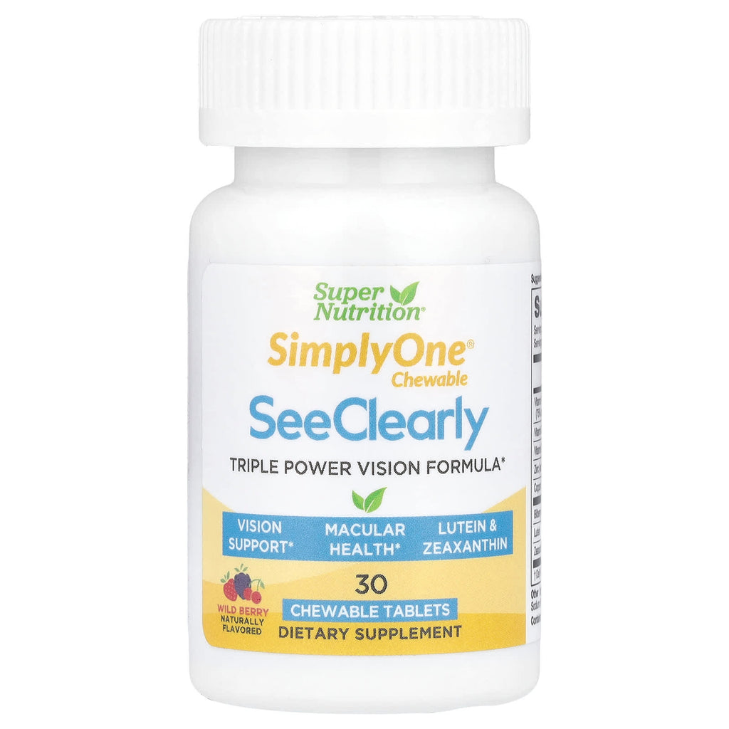 Super Nutrition, SimplyOne®, See Clearly, Triple Power Vision Formula with Lutein, Zeaxanthin, Vitamins, Minerals and Botanical Extracts, 30 Chewable Tablets