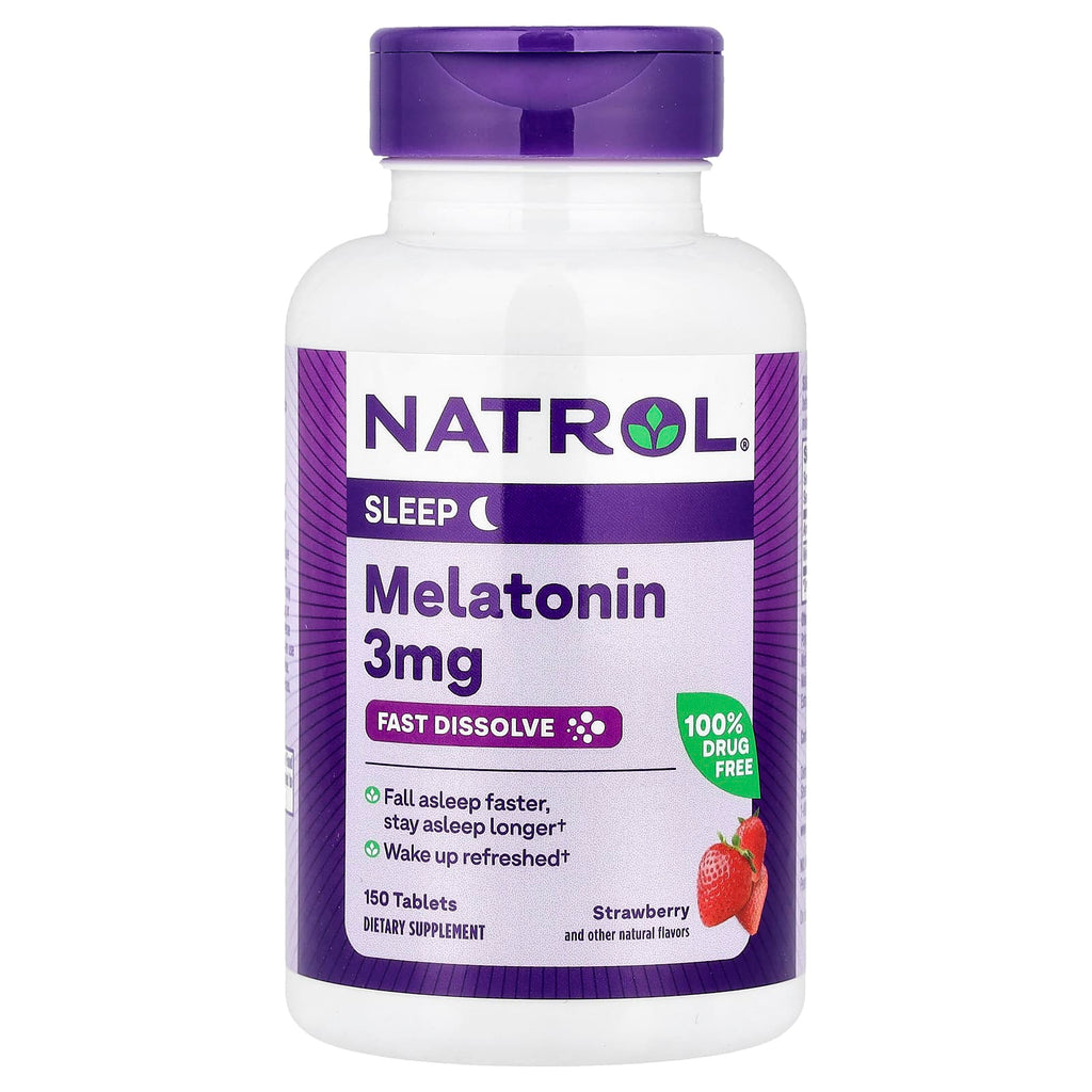 Natrol, Melatonin, Fast Dissolve, Strawberry, 3 mg, 150 Tablets