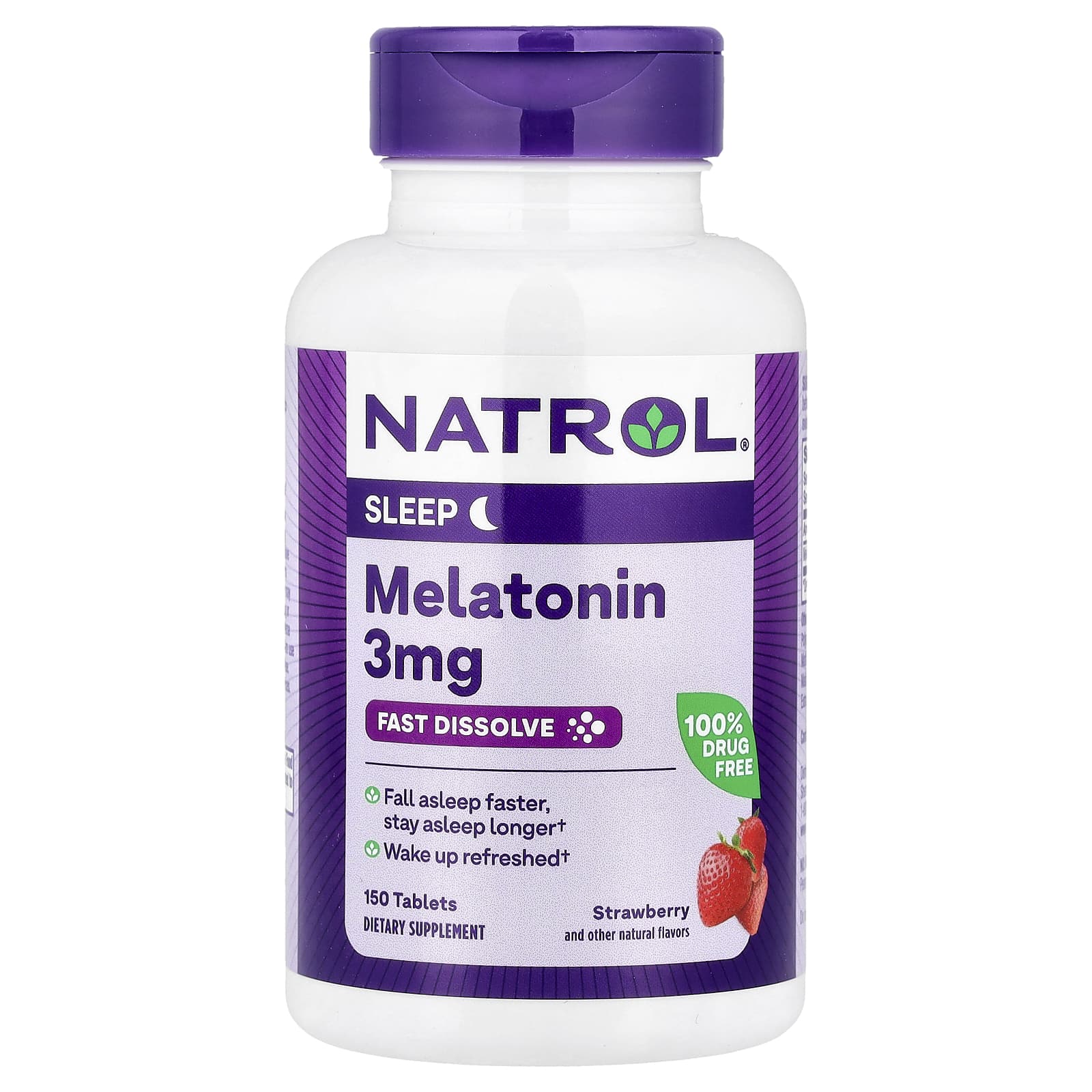 Natrol, Melatonin, Fast Dissolve, Strawberry, 3 mg, 150 Tablets