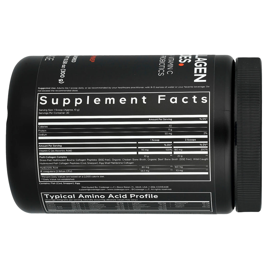 Codeage, Multi Collagen Peptides Powder, Unflavored, 10.58 oz (300 g)