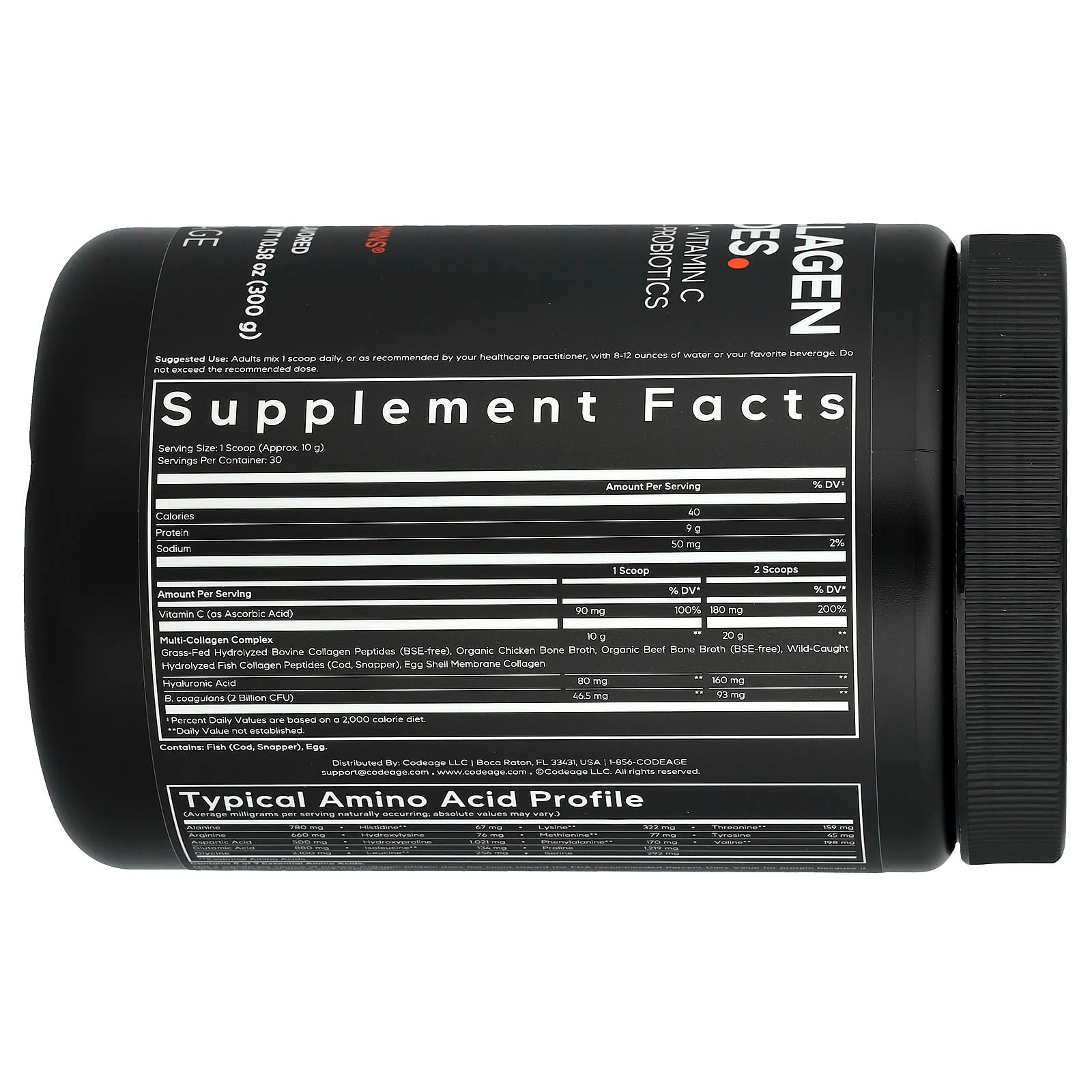 Codeage, Multi Collagen Peptides Powder, Unflavored, 10.58 oz (300 g)