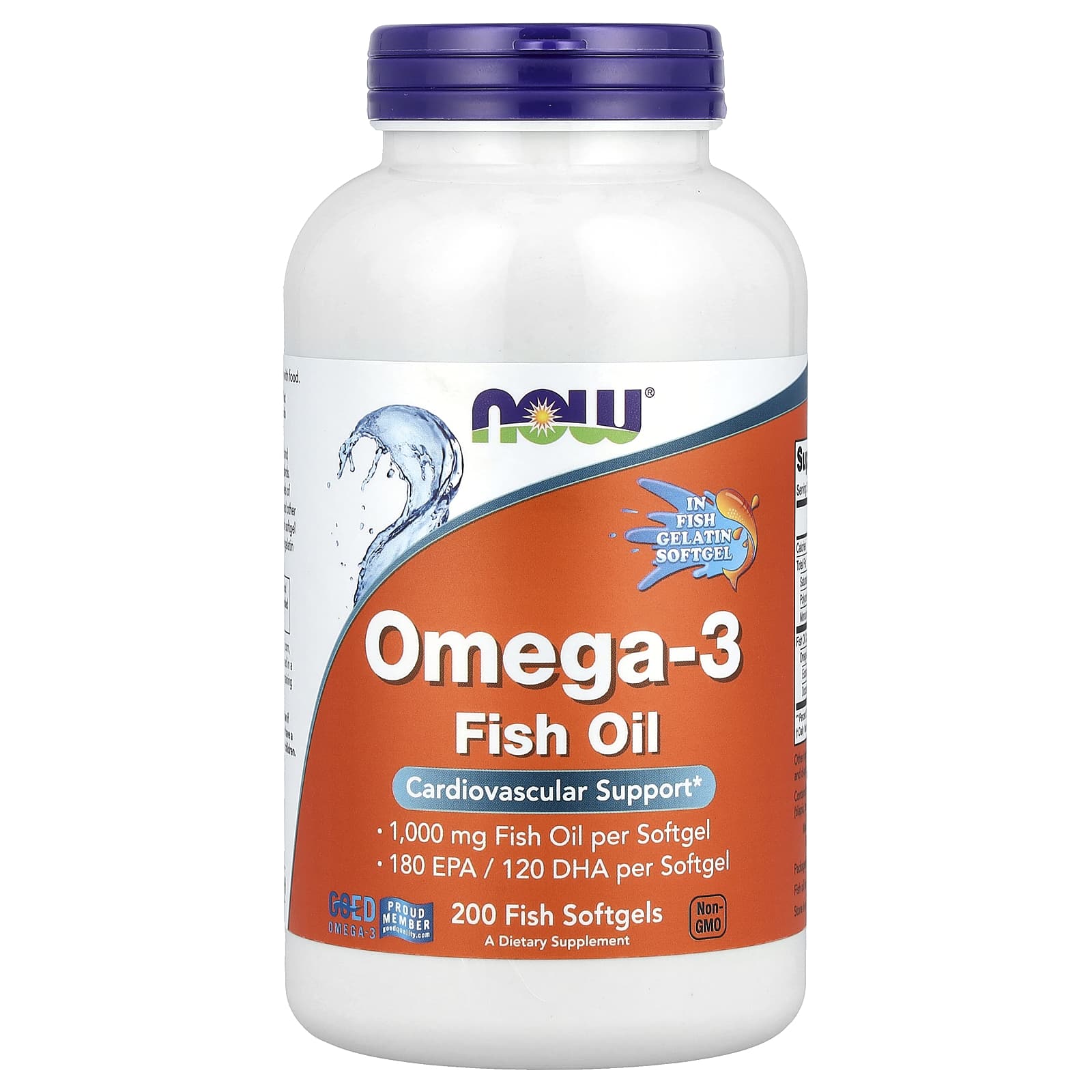 NOW Foods, Omega-3 Fish Oil, 1,000 mg, 200 Fish Softgels