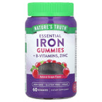 Nature's Truth, Essential Iron + B-Vitamins, Zinc Gummies, Natural Grape, 60 Gummies