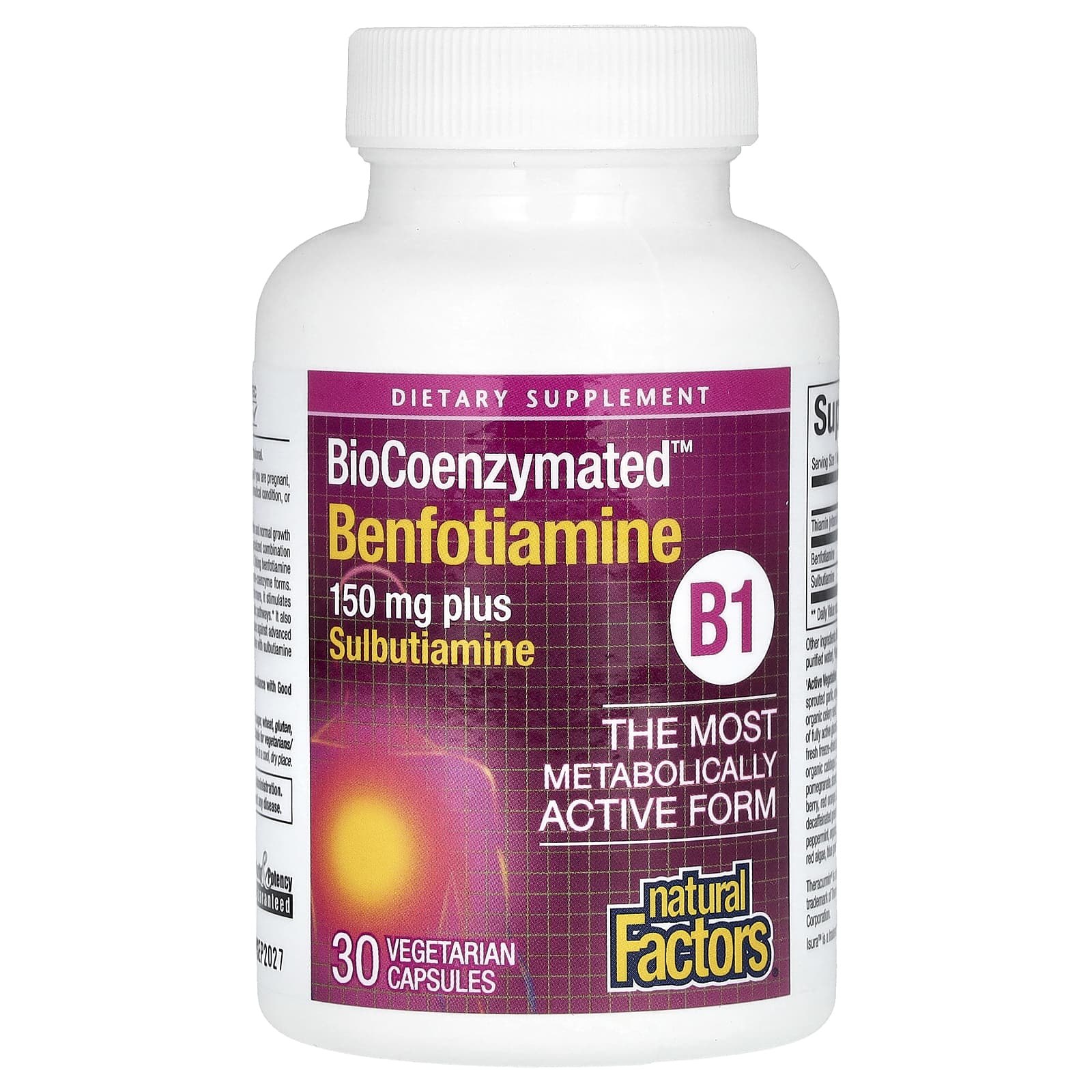 Natural Factors, Benfotiamine plus Sulbutiamine, 30 Vegetarian Capsules