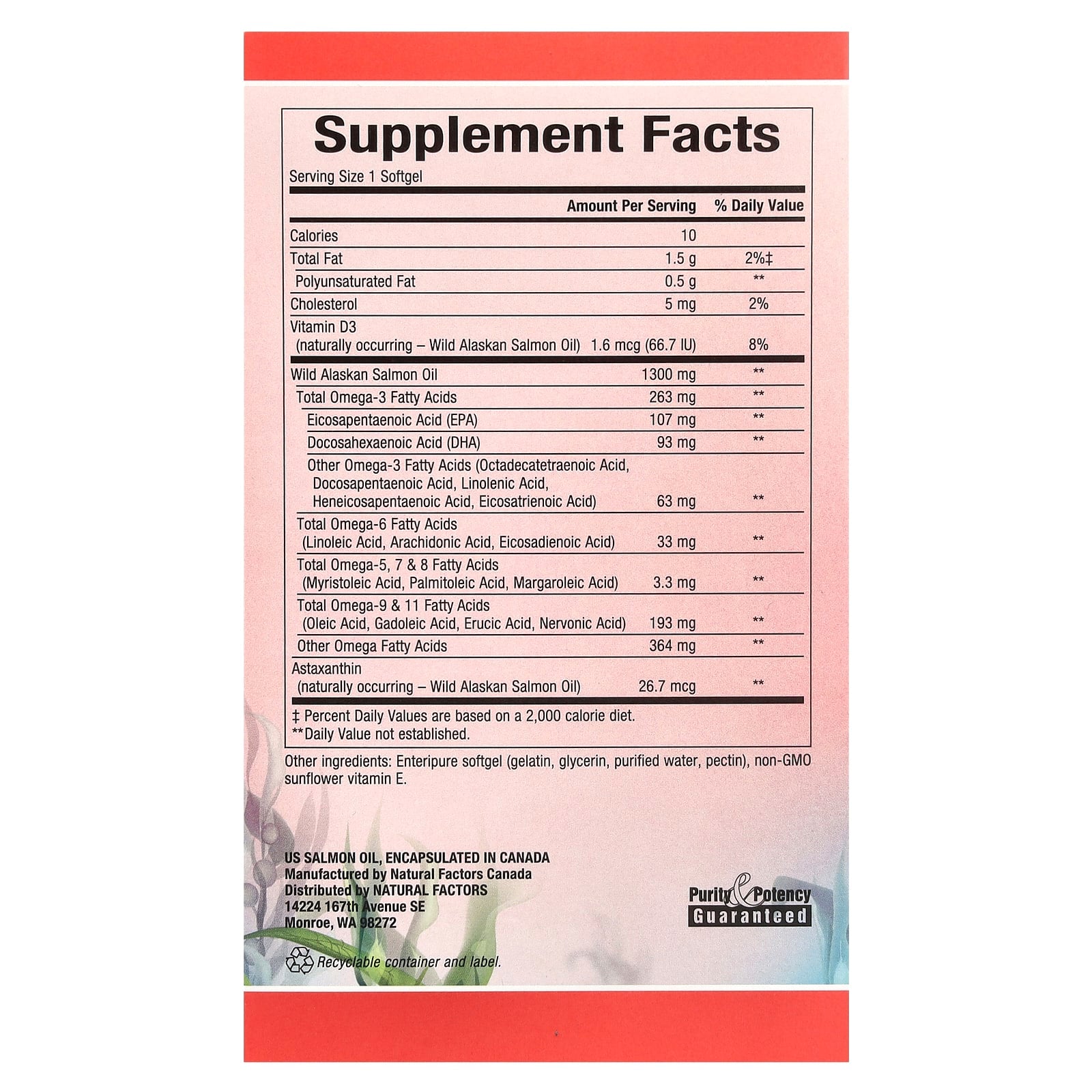 Natural Factors, Complete Omega, 100% Wild Alaskan Salmon Oil, 1,300 mg, 180 Enteripure Softgels