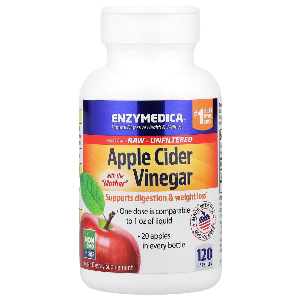 Enzymedica, Apple Cider Vinegar with the Mother, 120 Capsules (355 mg per Capsule)