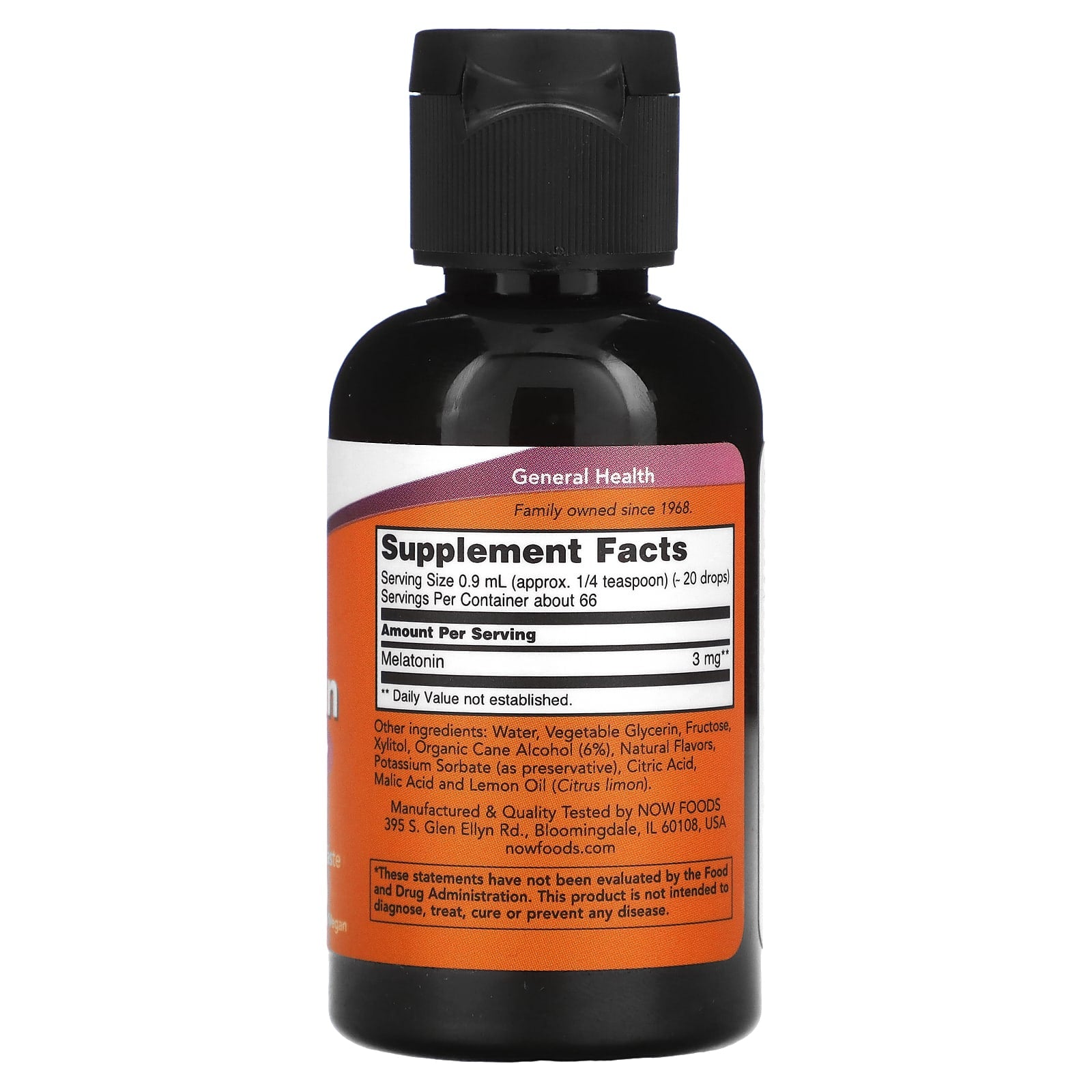 NOW Foods, Liquid Melatonin, 3 mg, 2 fl oz (59 ml)