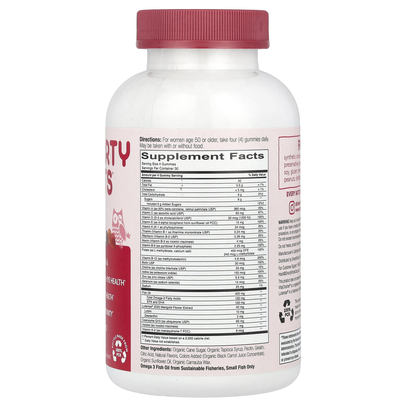 SmartyPants, Masters Formula Women 50+, Blueberry, Orange Creme, and Strawberry Banana, 120 Gummies