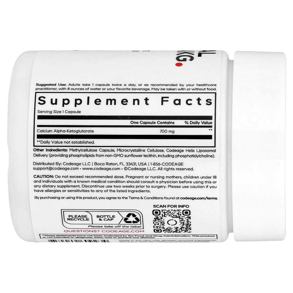 Codeage, Liposomal Calcium AKG, 700 mg, 60 Vegetable Capsules